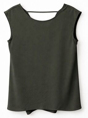 Halogen Sleeveless Olive Green Layered-Back Women's Top - Small